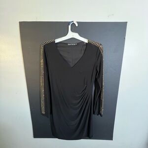 Crystal Doll Black Dress with Gold Details